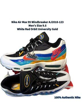 Nike Air Max 95 Windbreaker AJ2018-123 Men's Size 9.5 White Red Orbit Univ Gold